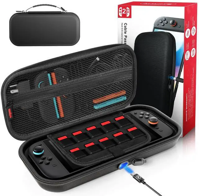 Main image of Switch 2 Carrying for Nintendo Switch 2 Console 2025 /Switch Original/Switch OLED, Slim Travel Carry Case for Switch 2 Accessories with 10 Game Card Storage (Carbon Black, for Switch 2, Carrying Case)
