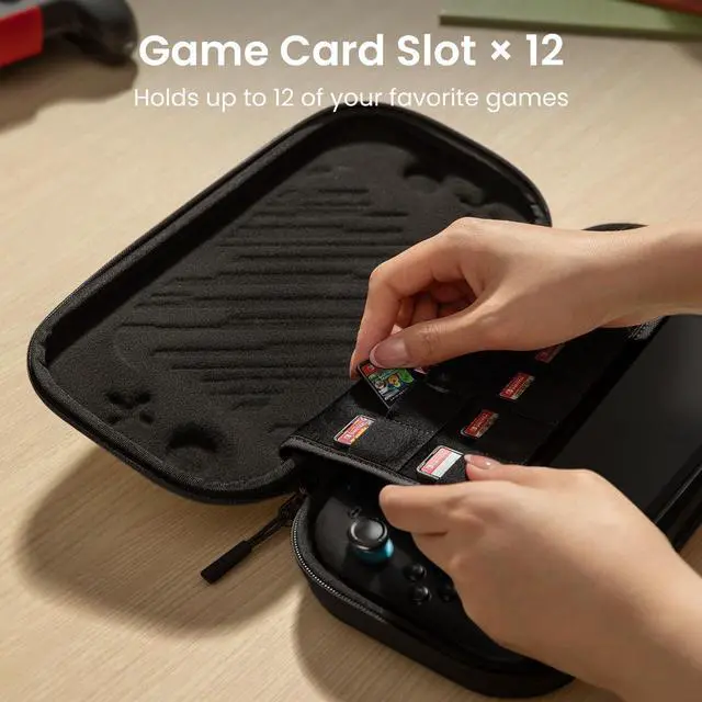 Alt view image 6 of 7 - Slim Carrying Case for Nintendo Switch 2 Model 2025, Odorless Felt Protective Hard Shell with 12 Game Card Slots, Portable Travel Storage Case with Original Patent and Military Grade Protection