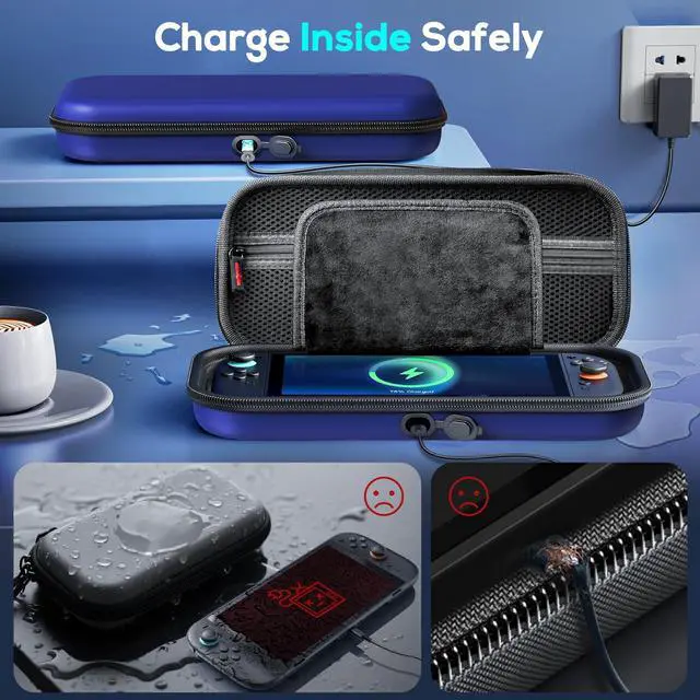 Alt view image 5 of 6 - Switch 2 Carrying Case for Nintendo Switch 2 Console 2025 Switch Original/Switch OLED, Slim Travel Carry Case for Switch 2 Accessories with 10 Game Card Storage (Blue, for Switch 2, Carrying Case)