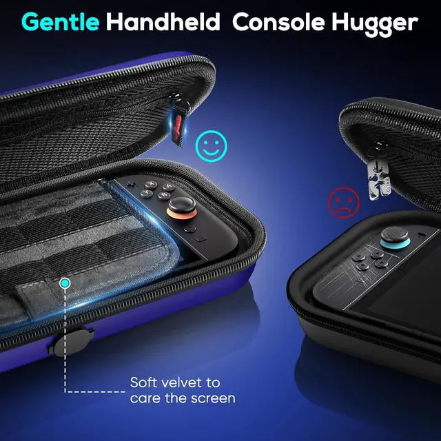 Alt view image 6 of 6 - Switch 2 Carrying Case for Nintendo Switch 2 Console 2025 Switch Original/Switch OLED, Slim Travel Carry Case for Switch 2 Accessories with 10 Game Card Storage (Blue, for Switch 2, Carrying Case)