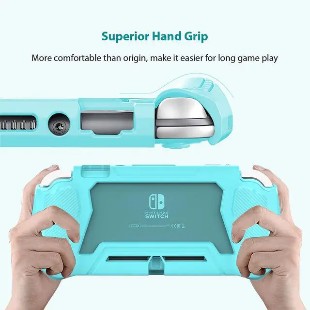 Alt view image 4 of 7 - Switch Lite Case Protective Case for Nintendo Switch Lite, Compatible with Nintendo Lite Screen Protector Cover Hand Grip Cover with Detachable TPU+Built-in PC Screen, Blue