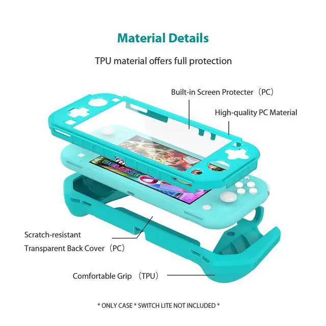 Alt view image 5 of 7 - Switch Lite Case Protective Case for Nintendo Switch Lite, Compatible with Nintendo Lite Screen Protector Cover Hand Grip Cover with Detachable TPU+Built-in PC Screen, Blue