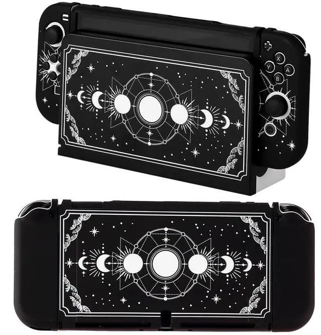 Main image of Shell Case Compatible with Nintendo Switch OLED Black Moon Phase Protective Cover for Nintendo Switch Joycon Controller Soft TPU Grip Dokable Case Carrying Cover Switch Accessories