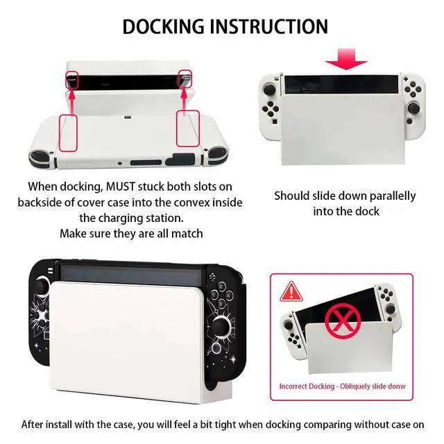 Alt view image 3 of 7 - Shell Case Compatible with Nintendo Switch OLED Black Moon Phase Protective Cover for Nintendo Switch Joycon Controller Soft TPU Grip Dokable Case Carrying Cover Switch Accessories