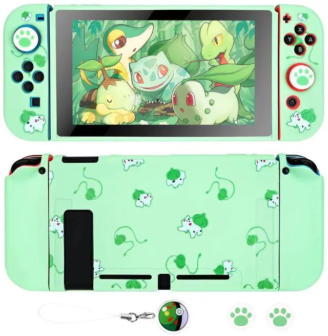 Main image of Dockable Case Design for Switch 2017, Anti-Slip Shock-Absorption Protective Soft Carrying Case and Joy Con Controller with 1 PCS Elf Ball Pendant and 2 PCS Thumb Grip caps -Black Lying Cat