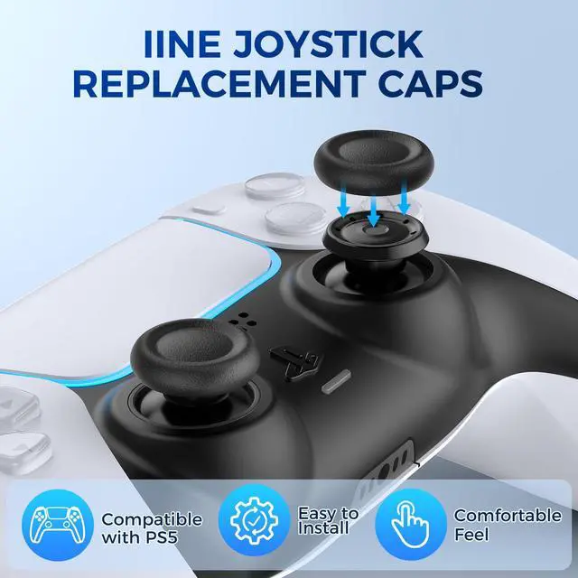 Alt view image 2 of 7 - Joystick Replacement Cap Thumb Grips for PS5/PS4 Controller, PS5/PS4 Controller Button Stick Covers, 3D Analog Cap Skin Replacement Part Repair Accessories, 6 PCS