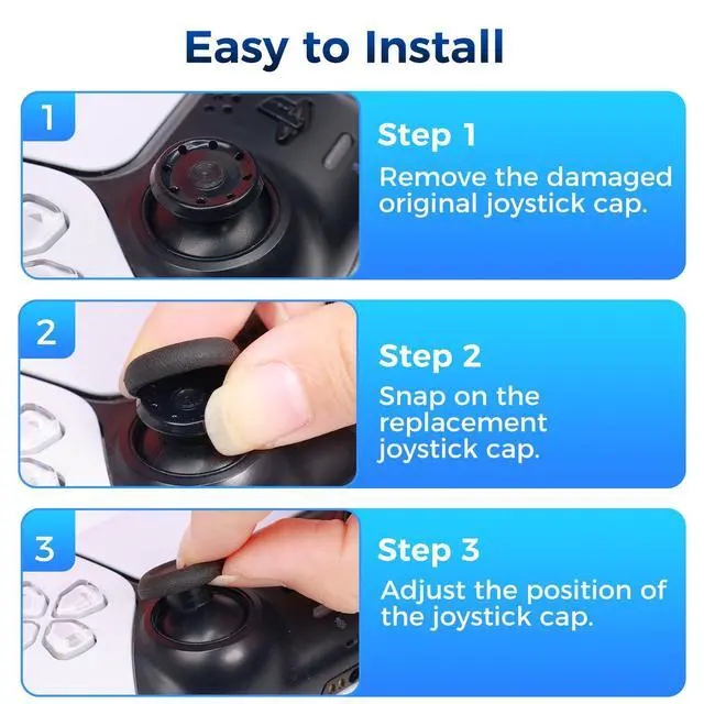 Alt view image 6 of 7 - Joystick Replacement Cap Thumb Grips for PS5/PS4 Controller, PS5/PS4 Controller Button Stick Covers, 3D Analog Cap Skin Replacement Part Repair Accessories, 6 PCS