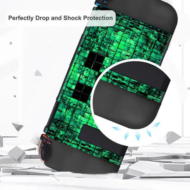 Alt view image 4 of 7 - Protective Case for Nintendo Switch, Switch Case & Thumb Grips Caps Soft Dockable Cases for Nintendo Switch Cases Shock-Absorbent & Anti-Scratch Switch Cover Slim Shell & 4 Pcs Joystick Cover