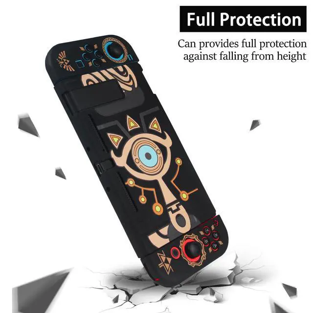 Alt view image 2 of 6 - Protective Case for Nintendo Switch, Protected by Soft Full Skin Cover with Pretty Cute Pattern, Silicone Slim Shockproof Back and Grip Sleeves for NS, Black