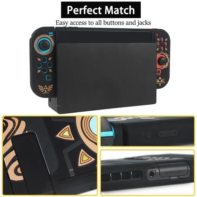 Alt view image 3 of 6 - Protective Case for Nintendo Switch, Protected by Soft Full Skin Cover with Pretty Cute Pattern, Silicone Slim Shockproof Back and Grip Sleeves for NS, Black