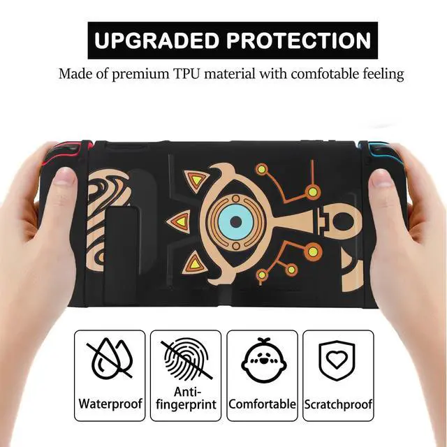 Alt view image 4 of 6 - Protective Case for Nintendo Switch, Protected by Soft Full Skin Cover with Pretty Cute Pattern, Silicone Slim Shockproof Back and Grip Sleeves for NS, Black