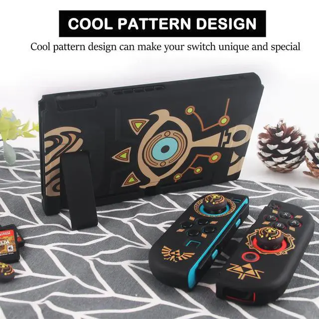 Alt view image 6 of 6 - Protective Case for Nintendo Switch, Protected by Soft Full Skin Cover with Pretty Cute Pattern, Silicone Slim Shockproof Back and Grip Sleeves for NS, Black