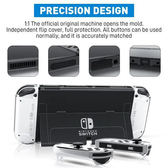 Alt view image 4 of 7 - Dockable Clear Case for Nintendo Switch OLED 2021,Protective Case Cover for Switch OLED and Joy Con Controller - Strong and Durable, Not Easy to Fall Off (Clear)