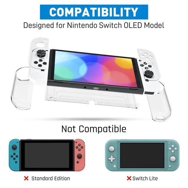 Alt view image 6 of 7 - Dockable Clear Case for Nintendo Switch OLED 2021,Protective Case Cover for Switch OLED and Joy Con Controller - Strong and Durable, Not Easy to Fall Off (Clear)