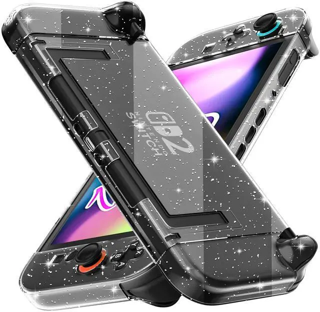 Main image of Clear Glitter Case for Nintendo Switch 2, Protective Cover for Switch 2 and JoyCon Controller - Strong and Durable, Not Easy to Fall Off