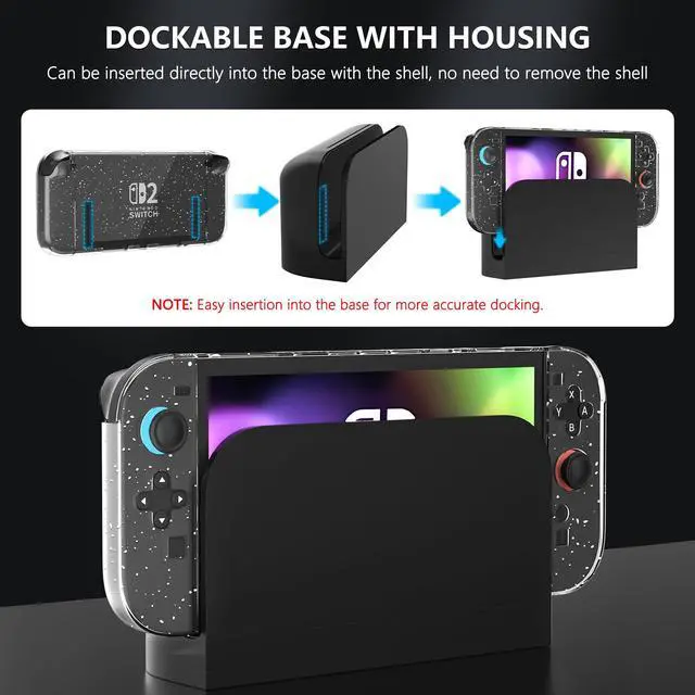 Alt view image 2 of 7 - Clear Glitter Case for Nintendo Switch 2, Protective Cover for Switch 2 and JoyCon Controller - Strong and Durable, Not Easy to Fall Off
