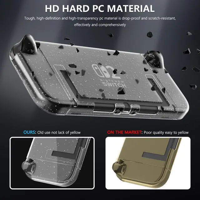 Alt view image 5 of 7 - Clear Glitter Case for Nintendo Switch 2, Protective Cover for Switch 2 and JoyCon Controller - Strong and Durable, Not Easy to Fall Off