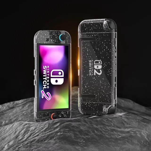 Alt view image 7 of 7 - Clear Glitter Case for Nintendo Switch 2, Protective Cover for Switch 2 and JoyCon Controller - Strong and Durable, Not Easy to Fall Off