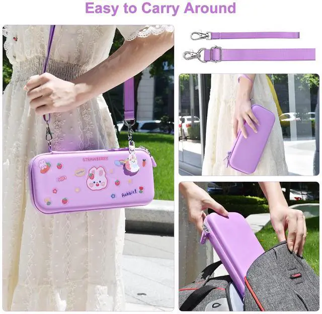 Alt view image 7 of 7 - Switch Accessories Bundle, 17 in 1 Purple Switch Accessories Kit for Girls Include Switch Carrying Case, Adjustable Stand, Protective Case for Switch Console & J-Con