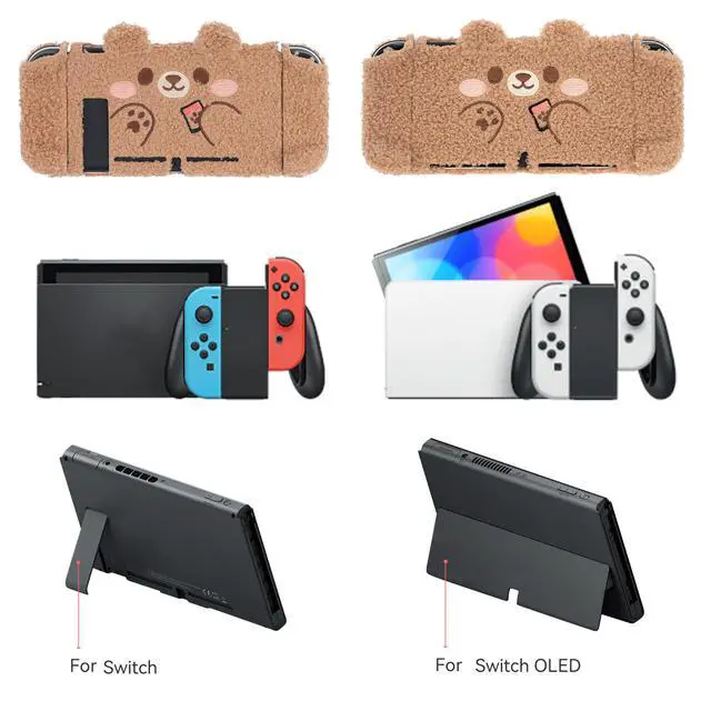 Alt view image 2 of 7 - Cute Plush Protective Case Cover Compatible with Nintendo Switch and Joy Con- Shock-Absorption and Anti-Scratch - Plush Bear