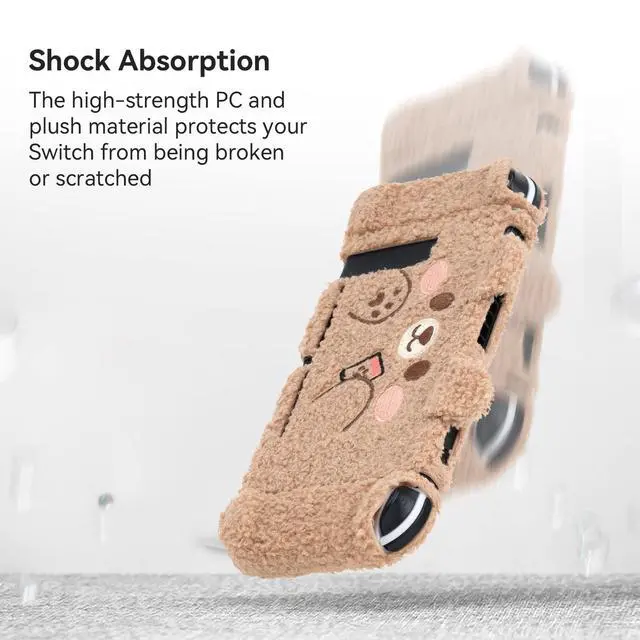 Alt view image 3 of 7 - Cute Plush Protective Case Cover Compatible with Nintendo Switch and Joy Con- Shock-Absorption and Anti-Scratch - Plush Bear