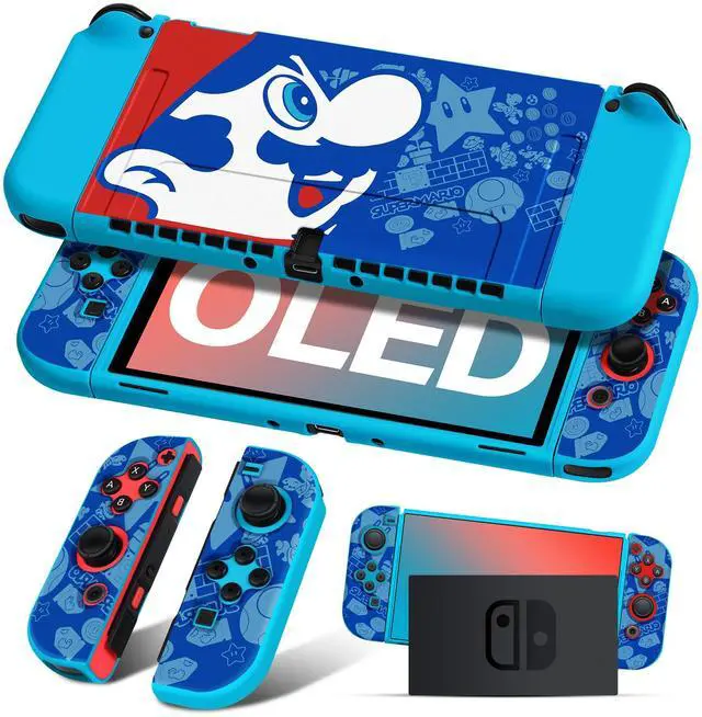 Main image of Cute Cartoon for Nintendo Switch OLED Case Anime Design - Kawaii Fun Funny Fashion Soft Slim Protective Dockable Joycon Shell Cover for Kids Boys Teens Girls for Switch OLED 2021, Blue
