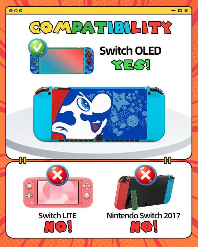 Alt view image 2 of 6 - Cute Cartoon for Nintendo Switch OLED Case Anime Design - Kawaii Fun Funny Fashion Soft Slim Protective Dockable Joycon Shell Cover for Kids Boys Teens Girls for Switch OLED 2021, Blue