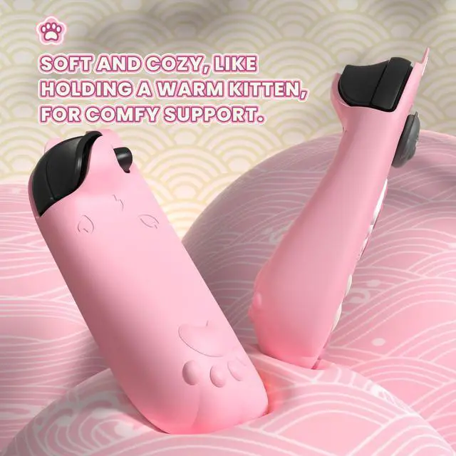 Alt view image 5 of 7 - Cherry Blossoms Kitten Protective Case for Nintendo Switch 2 with Stand | Cute Cat Ear & Paw Silicone Grips, Dockable Hard Shell, 2 Joystick Caps | Full-Body Protection Cover, Pink