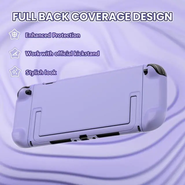 Alt view image 6 of 7 - Protective Case for Nintendo Switch 2 - Cute Dockable Hard Case Shell for Switch 2 with Thumb Grip & Sticker & Button Caps, Anti-Scratch & Shockproof Cover Skin - Light Violet