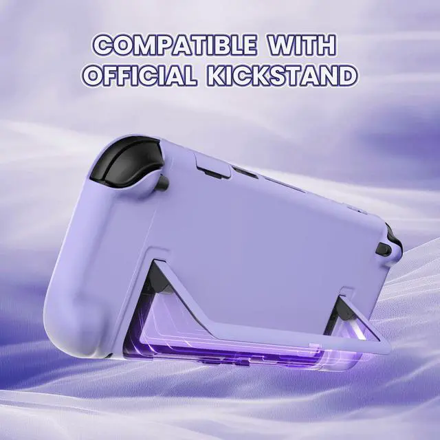 Alt view image 3 of 7 - Protective Case for Nintendo Switch 2 - Cute Dockable Hard Case Shell for Switch 2 with Thumb Grip & Sticker & Button Caps, Anti-Scratch & Shockproof Cover Skin - Light Violet