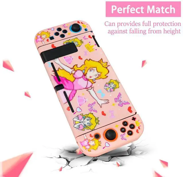 Alt view image 2 of 6 - Protective Case for Switch, Soft Full Skin Protective Cover with Pretty Cute Pattern, Silicone Slim Shockproof Back and Grip Case Only for Switch 2017, Princess