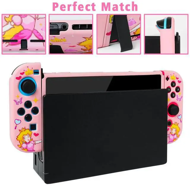Alt view image 3 of 6 - Protective Case for Switch, Soft Full Skin Protective Cover with Pretty Cute Pattern, Silicone Slim Shockproof Back and Grip Case Only for Switch 2017, Princess