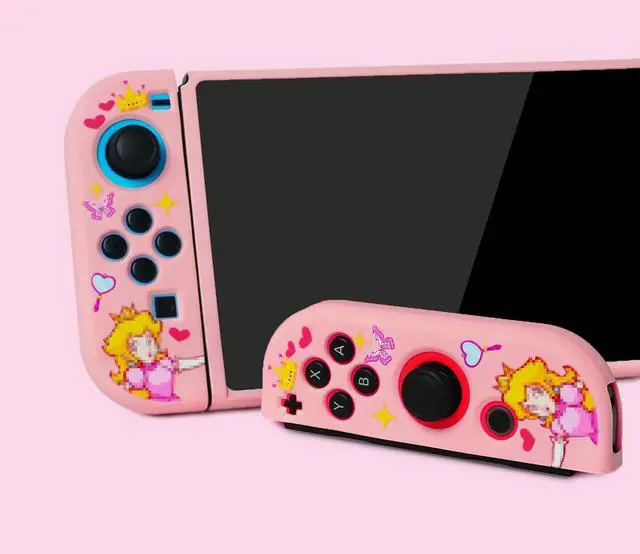 Alt view image 5 of 6 - Protective Case for Switch, Soft Full Skin Protective Cover with Pretty Cute Pattern, Silicone Slim Shockproof Back and Grip Case Only for Switch 2017, Princess