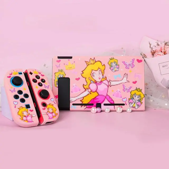 Alt view image 6 of 6 - Protective Case for Switch, Soft Full Skin Protective Cover with Pretty Cute Pattern, Silicone Slim Shockproof Back and Grip Case Only for Switch 2017, Princess