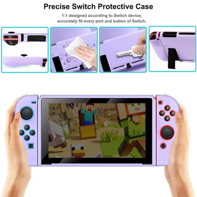 Alt view image 2 of 7 - Protective Case for Nintendo Switch 2017, Soft Silicone Switch Case, Ergonomic Grip Cover Shock-Absorbent & Anti-Scratch Slim Shell Travel Protector Cases Accessories, Purple