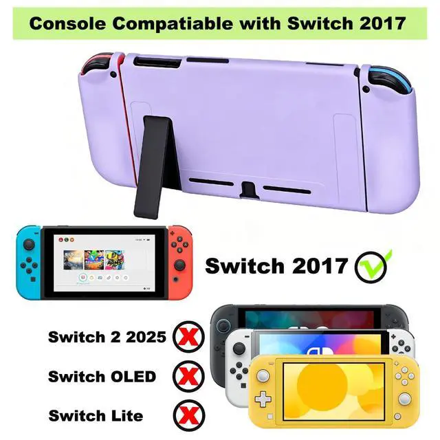 Alt view image 3 of 7 - Protective Case for Nintendo Switch 2017, Soft Silicone Switch Case, Ergonomic Grip Cover Shock-Absorbent & Anti-Scratch Slim Shell Travel Protector Cases Accessories, Purple