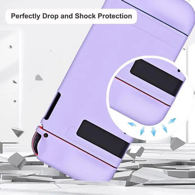 Alt view image 4 of 7 - Protective Case for Nintendo Switch 2017, Soft Silicone Switch Case, Ergonomic Grip Cover Shock-Absorbent & Anti-Scratch Slim Shell Travel Protector Cases Accessories, Purple