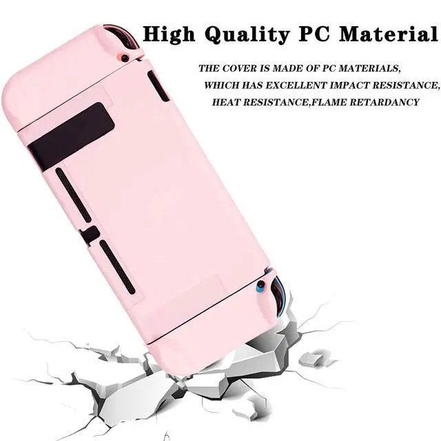 Alt view image 6 of 7 - Pink Dockable Protective Case Cover Compatible with Nintendo Switch Joy-Con Controllers,with Glass Screen Protector and 4 Thumb Grips,Shock-Absorption and Anti-Scratch (Pink)