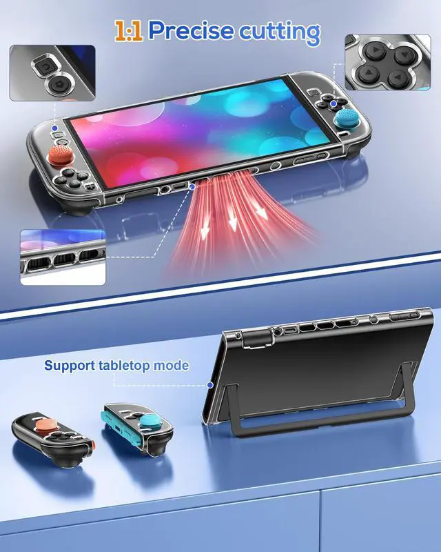 Alt view image 2 of 6 - Protective Case for Nintendo Switch 2 2025, Switch 2 Case Slim Hard Shell Accessories, Scratch&Shock Protection Cover with Screen Protector, 8 Thumb Grip (Clear, Switch 2 7.9inch)