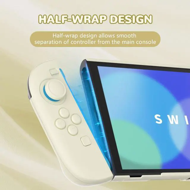 Alt view image 3 of 7 - Hard Case for Nintendo Switch 2 with Extra Stand & Thumb Grip Caps | Split Design, Dockable Protective Full-Body Shell Cover for Nintendo Switch 2 | Solid Color Series, Antique Yellow
