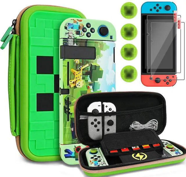 Main image of Carrying Case Accessories for Switch(Original Model) 2017, Portable Travel Case with Soft Protective Cover, Screen Protectors and Thumb Grip caps, Green