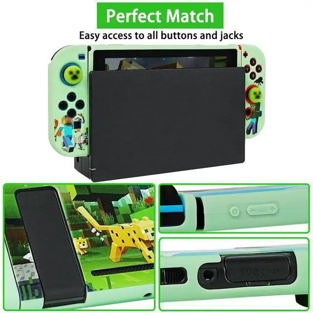 Alt view image 3 of 5 - Carrying Case Accessories for Switch(Original Model) 2017, Portable Travel Case with Soft Protective Cover, Screen Protectors and Thumb Grip caps, Green
