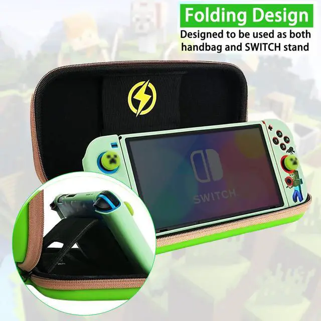 Alt view image 4 of 5 - Carrying Case Accessories for Switch(Original Model) 2017, Portable Travel Case with Soft Protective Cover, Screen Protectors and Thumb Grip caps, Green