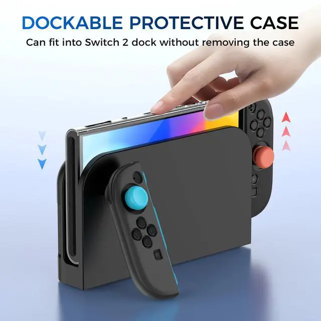Alt view image 4 of 7 - Protective Case for Switch 2, Dockable Cover with Precision Cutouts, Stain & Scratch Resistance, Full Protection, PC Back + Silicone Joypad Cover Compatible with Switch 2 (Black)