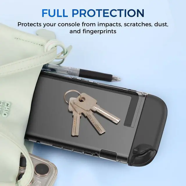 Alt view image 7 of 7 - Protective Case for Switch 2, Dockable Cover with Precision Cutouts, Stain & Scratch Resistance, Full Protection, PC Back + Silicone Joypad Cover Compatible with Switch 2 (Black)