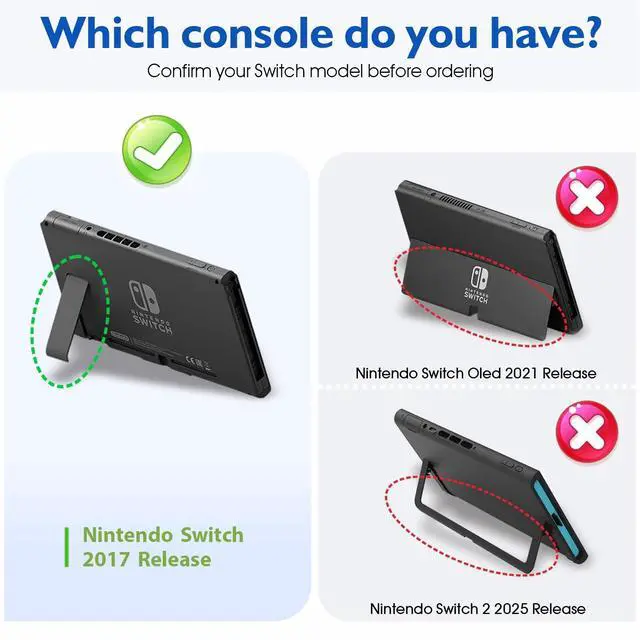 Alt view image 2 of 7 - Dockable Case for Nintendo Switch -3 in 1 Protective Cover Case for Nintendo Switch and Joy-Con Controller with Screen Protector and Thumb grips - Purple and Cyan