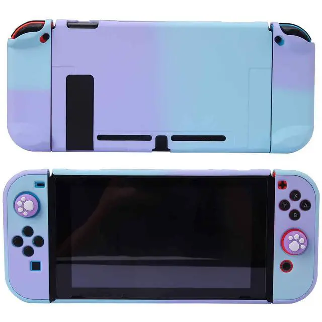 Alt view image 4 of 7 - Dockable Case for Nintendo Switch -3 in 1 Protective Cover Case for Nintendo Switch and Joy-Con Controller with Screen Protector and Thumb grips - Purple and Cyan