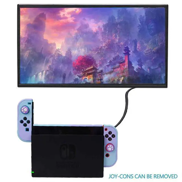 Alt view image 5 of 7 - Dockable Case for Nintendo Switch -3 in 1 Protective Cover Case for Nintendo Switch and Joy-Con Controller with Screen Protector and Thumb grips - Purple and Cyan
