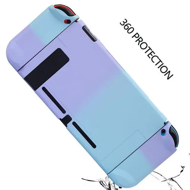 Alt view image 7 of 7 - Dockable Case for Nintendo Switch -3 in 1 Protective Cover Case for Nintendo Switch and Joy-Con Controller with Screen Protector and Thumb grips - Purple and Cyan