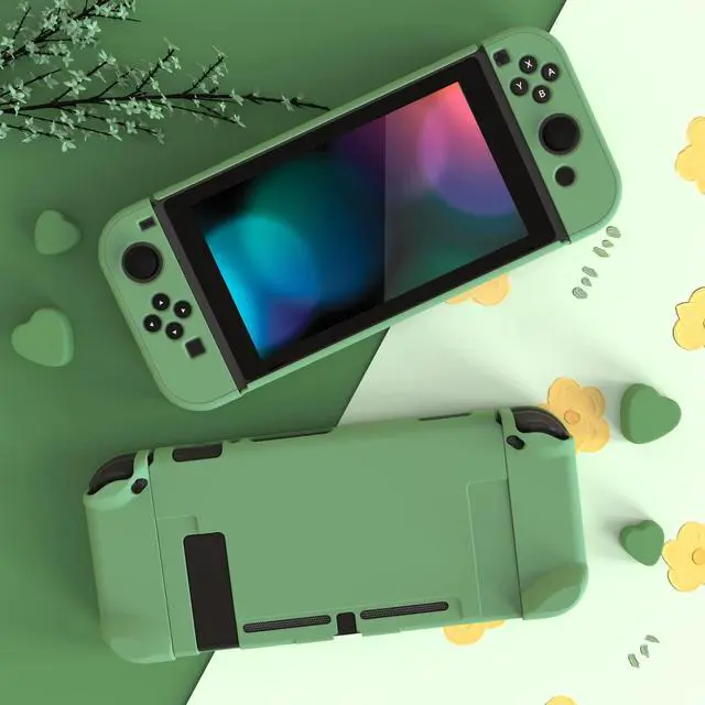 Alt view image 3 of 7 - PlayVital Back Cover for Nintendo Switch Console,Joycon Handheld Controller Separable Protector Hard Shell,Dockable Protective Case for Nintendo Switch - Matcha Green (NOT for Switch 2)